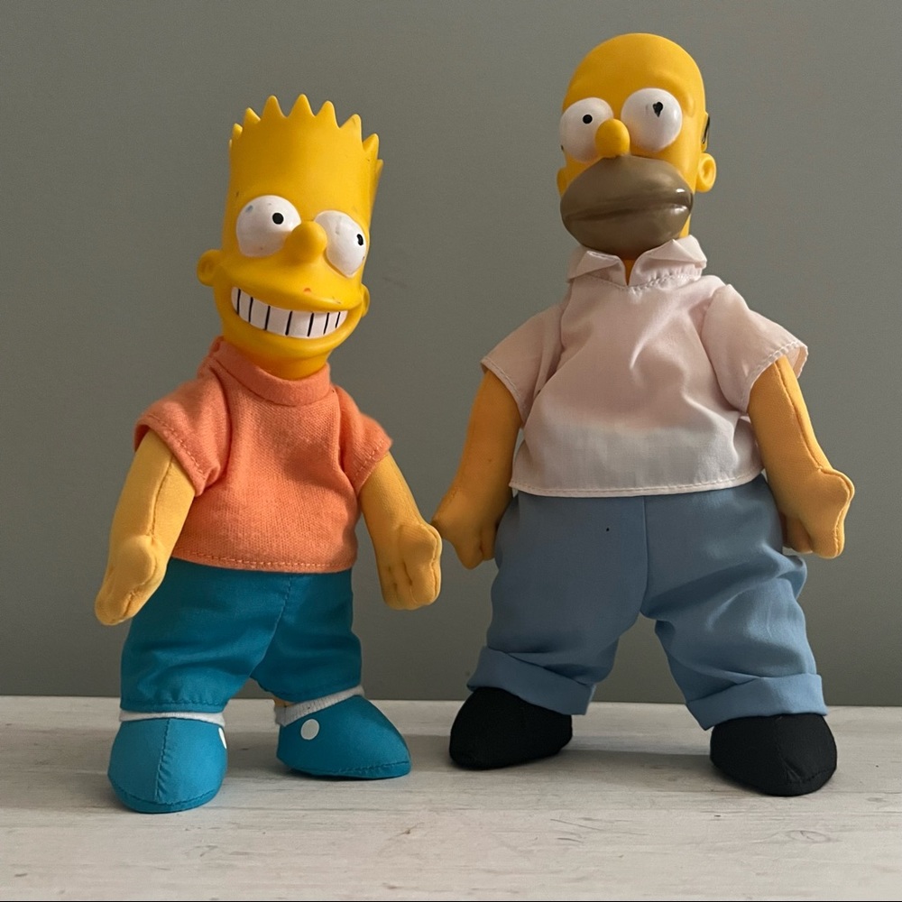 Simpsons Vintage 1990s Soft Body Dolls Homer Bart - Picture 2 of 16